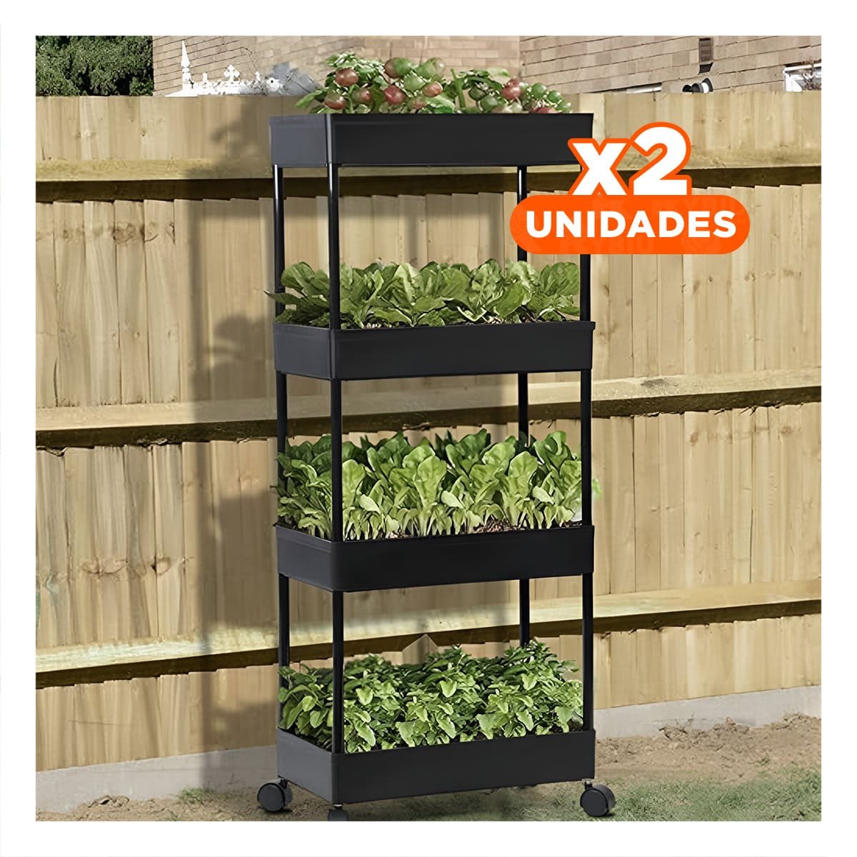 PACK2 GABINETE LATERAL DE 4 NIVELES CON 4 RUEDAS NEGRO PLASTICO COMPACTO Y+REGALO STICKER - 1