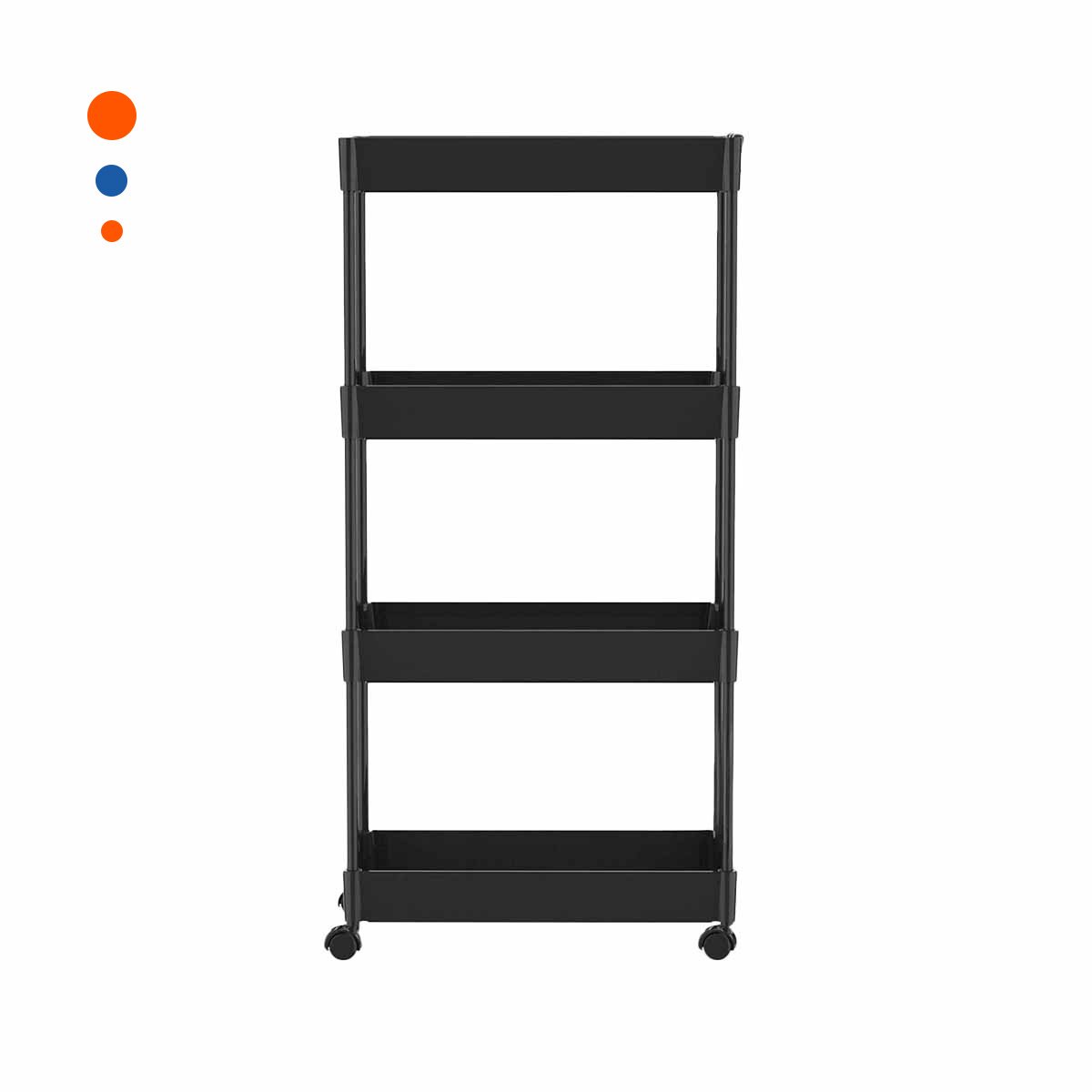 PACK2 GABINETE LATERAL DE 4 NIVELES CON 4 RUEDAS NEGRO PLASTICO COMPACTO Y+REGALO STICKER - 2