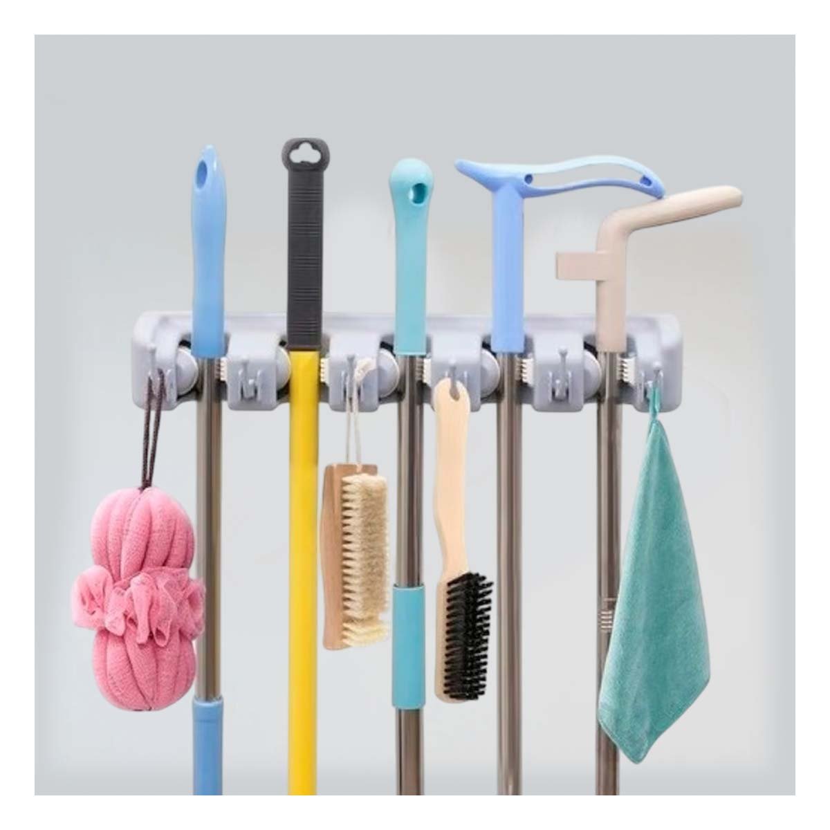PACK4 SISTEMA FUNCIONAL PARA ESCOBAS CON 5 ESPACIOS PARA ORDEN HOGAR - 5