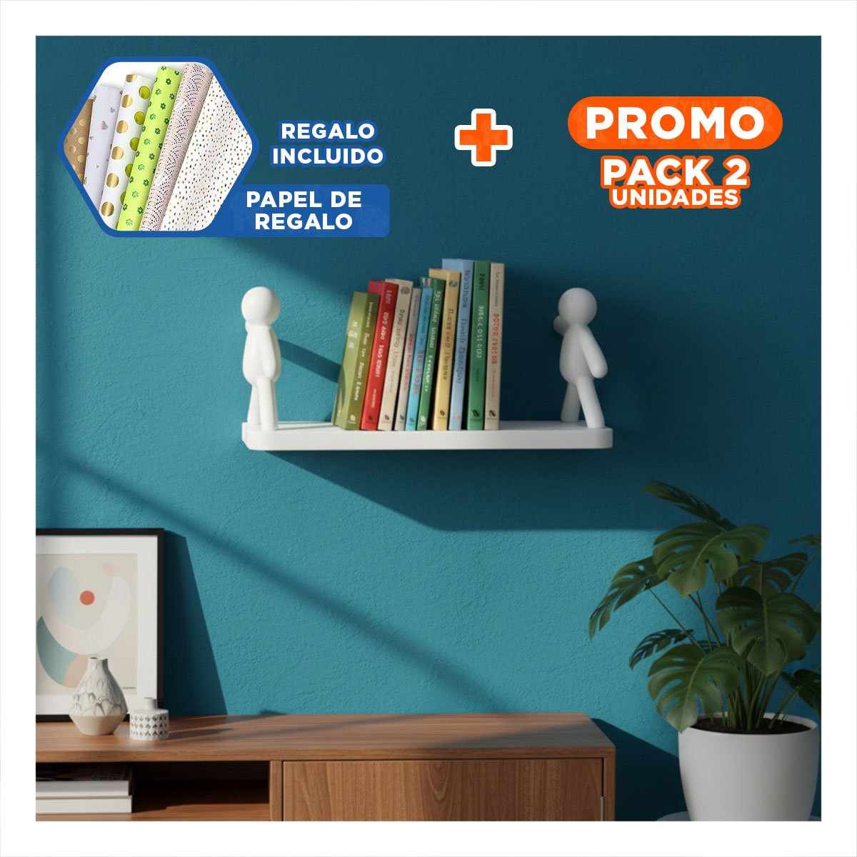 PACK2 ORGANIZADOR HUMANOIDE PLASTICO MULTIUSO PARA ORDENAR UTENSILIOS BLANCO Y+PAPEL REGALO - 1