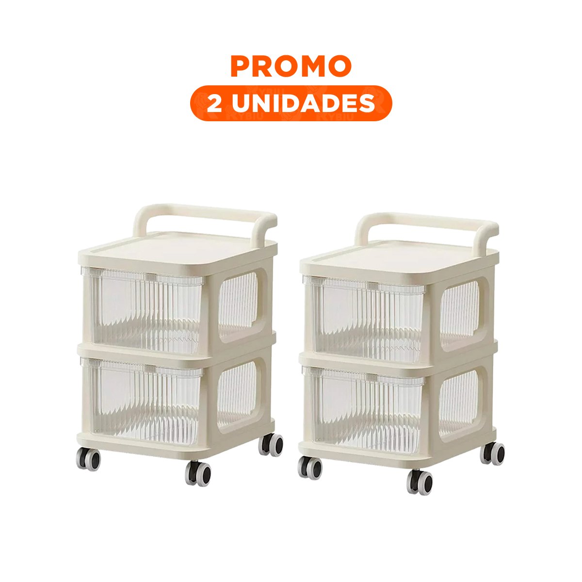 PACK2 MODULO PRACTICO CERRADO CON CAJONES DE 2 NIVELES CON ASA BEIGE CLARO CASA - 1