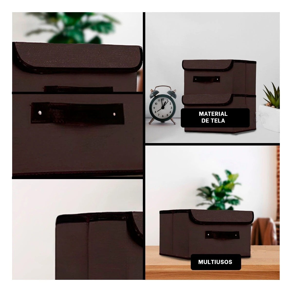PACK6 CESTA DE GUARDADO TELA NEGRO 25X19X16CM PARA USO DIARIO FRECUENTE Y+PAPEL REGALO - 3
