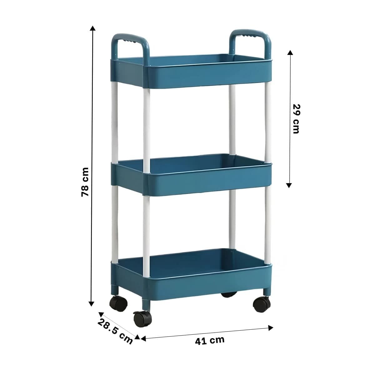 PACK4 UNIDAD MOVIL DE COCINA 3 NIVELES CON RUEDAS AZUL PRACTICA Y+REGALO STICKER - 4