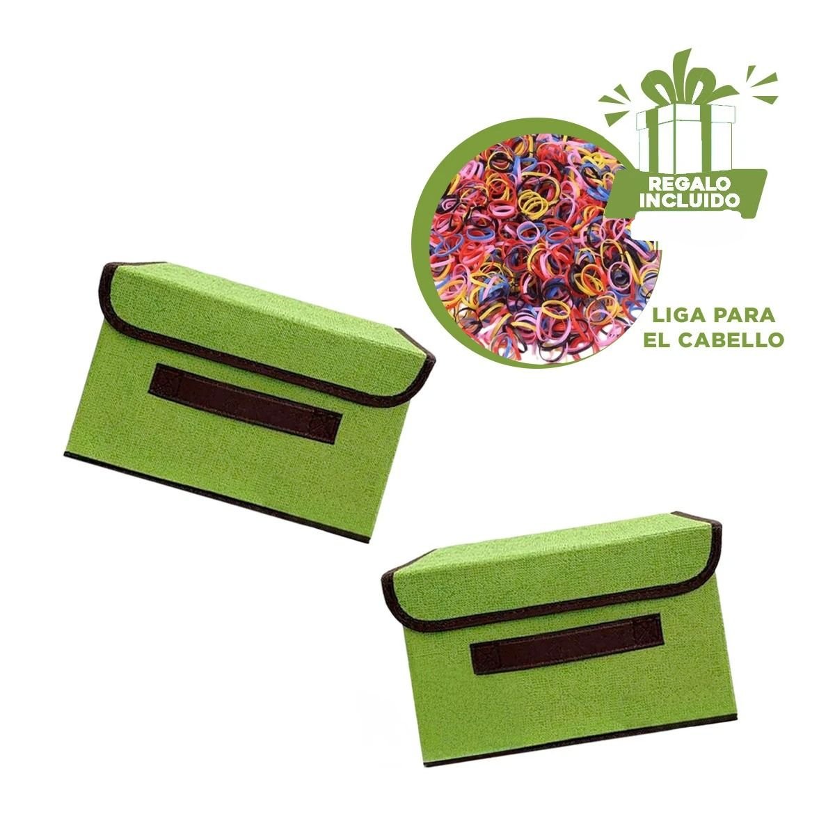 PACK2 CANASTA TEXTIL VERDE 25X19X16CM PARA ROPA ACCESORIOS Y MAS Y+PAPEL REGALO - 3