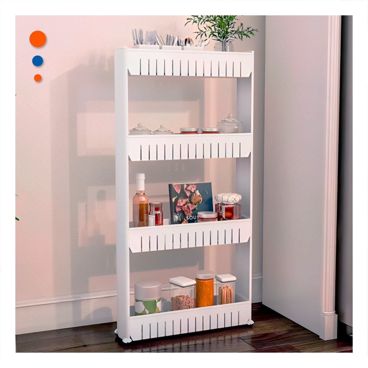 PACK4 TORRE LATERAL DELGADO DE 4 NIVELES CON VENTILAS BLANCO PLASTICO - 3