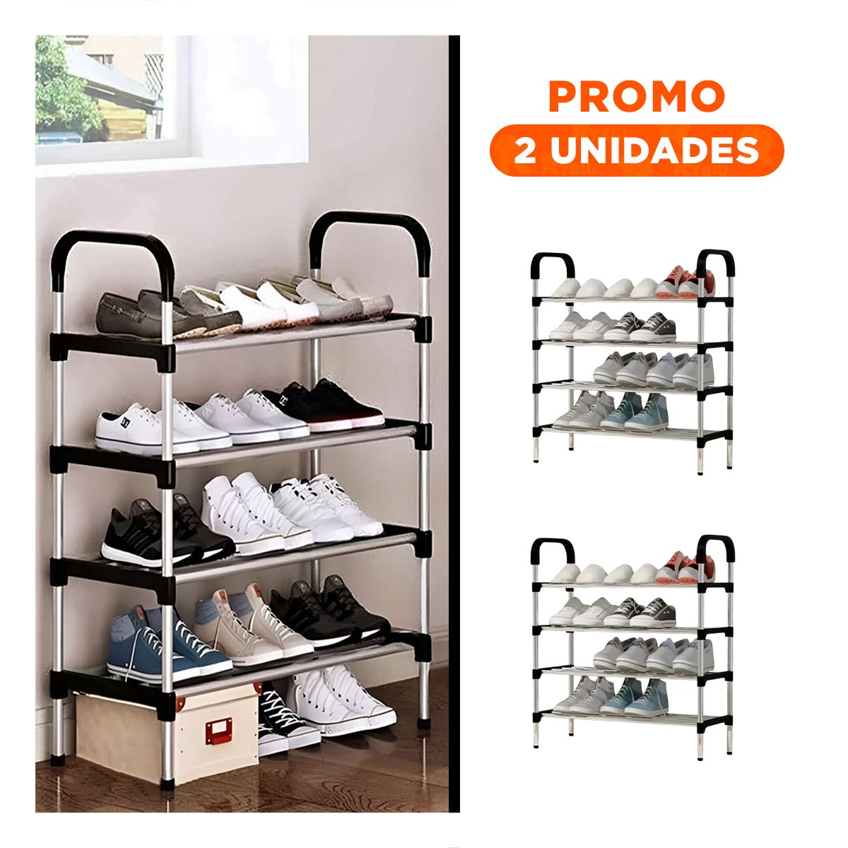 PACK2 APILADOR VERTICAL 4 NIVELES SEGURO Y COMODO Y PRACTICO PARA SALA NEGRO - 1