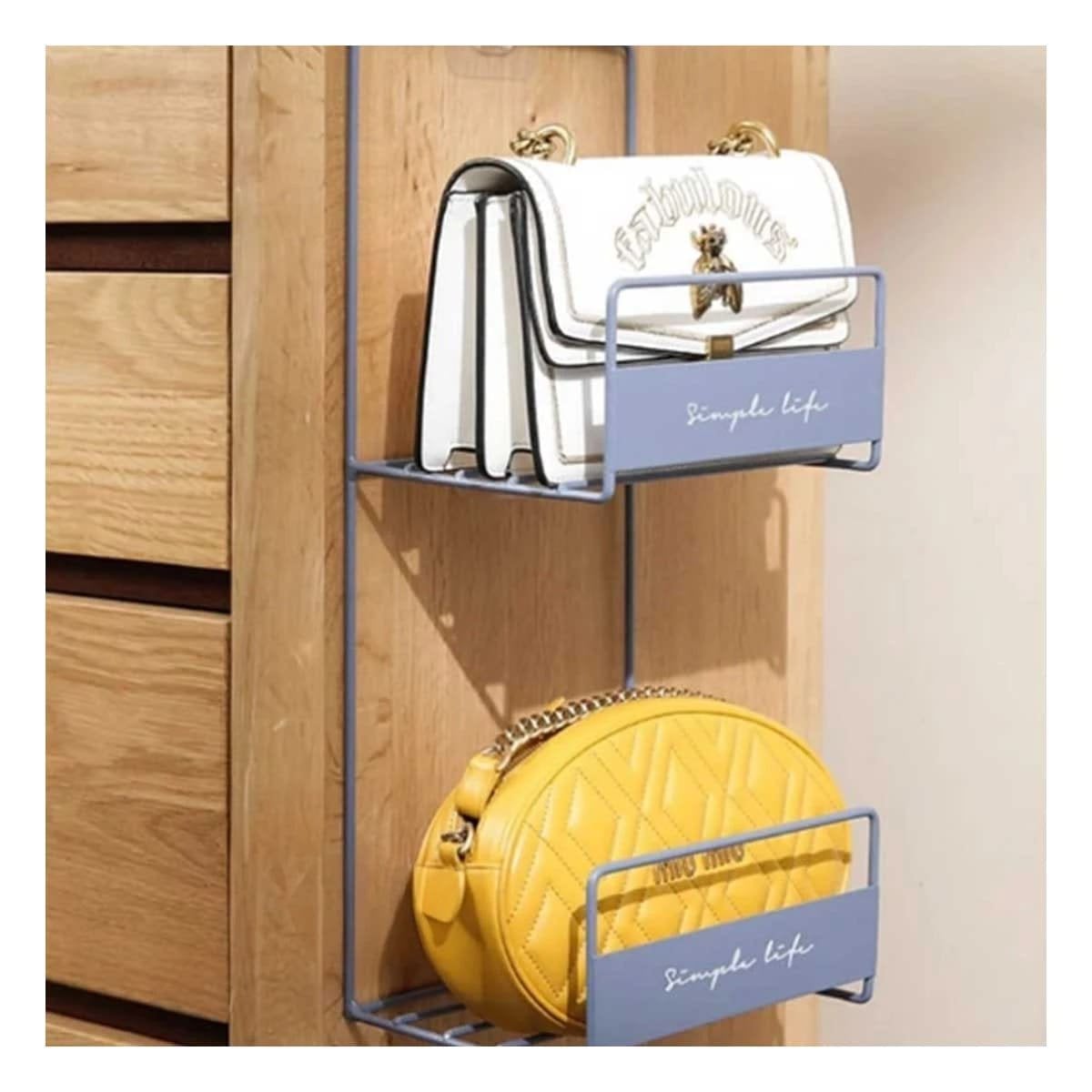 PACK6 ESTRUCTURA ORGANIZADOR DE CARTERAS AZUL 2 NIVELES 45X17X19CM METALICO Y+REGALO STICKER - 3
