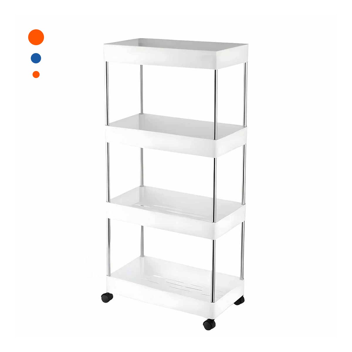 PACK2 SOPORTE LATERAL DE 4 NIVELES CON 4 RUEDAS BLANCO PLASTICO FUNCIONAL Y+REGALO STICKER - 2