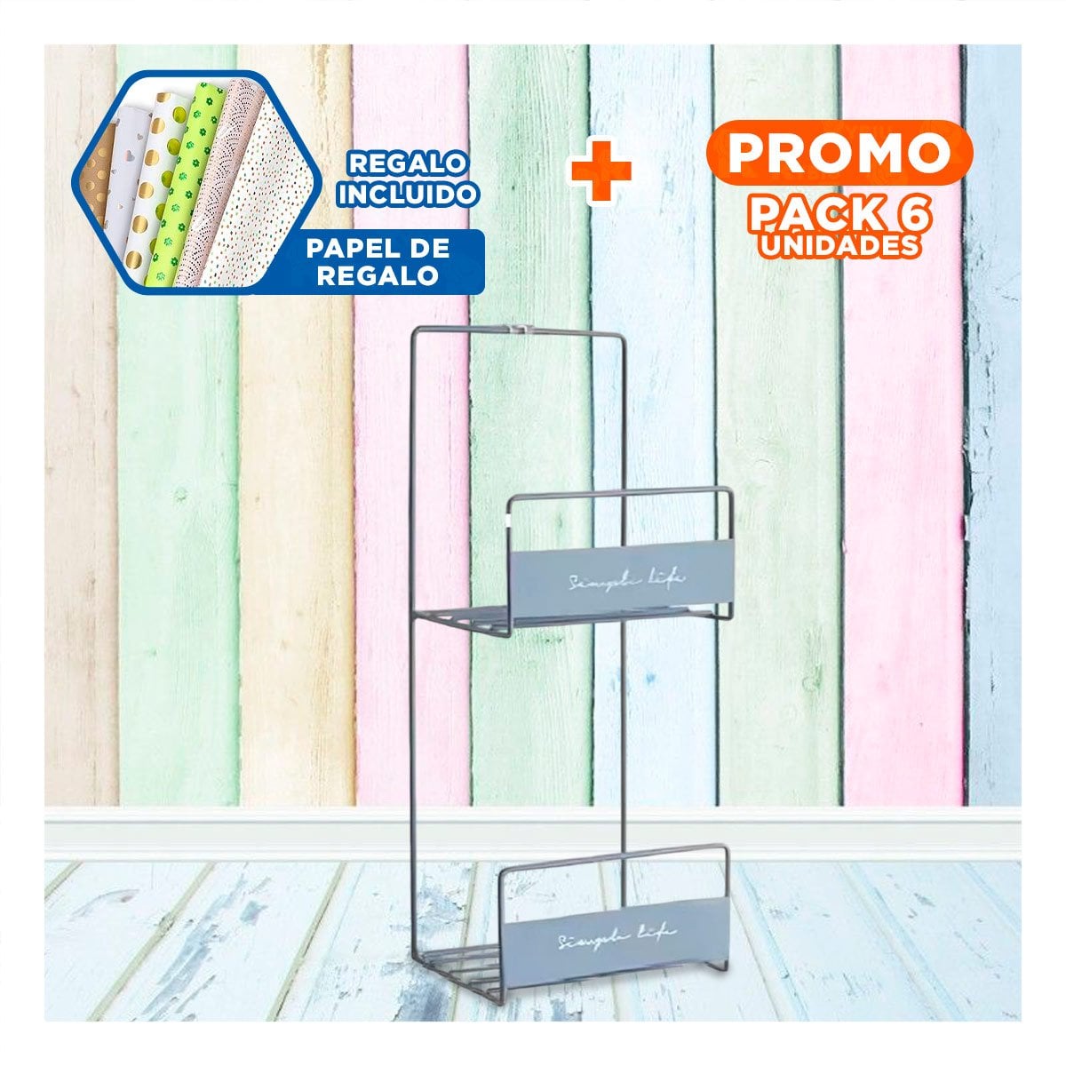 PACK6 UNIDAD DE CARTERAS AZUL 2 NIVELES 45X17X19CM ESTRUCTURA FIRME PRO Y+PAPEL REGALO - 1