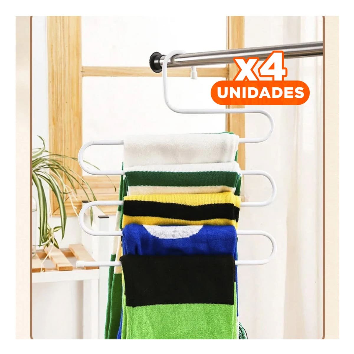 PACK4 MODULO MULTIFUNCIONAL TIPO S PARA ROPA PLASTICO BLANCO HOGAR PLUS - 1