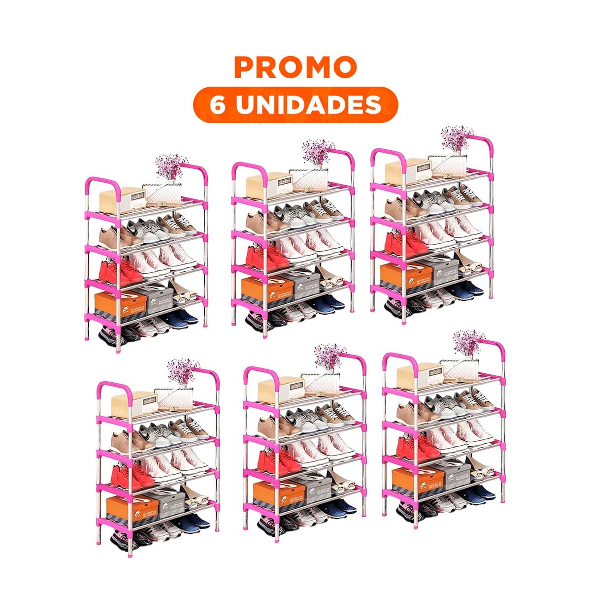PACK6 MUEBLE VERTICAL 4 NIVELES COMODO Y FACIL DE USAR Y LIGERO EN CASA ROSADO - 1