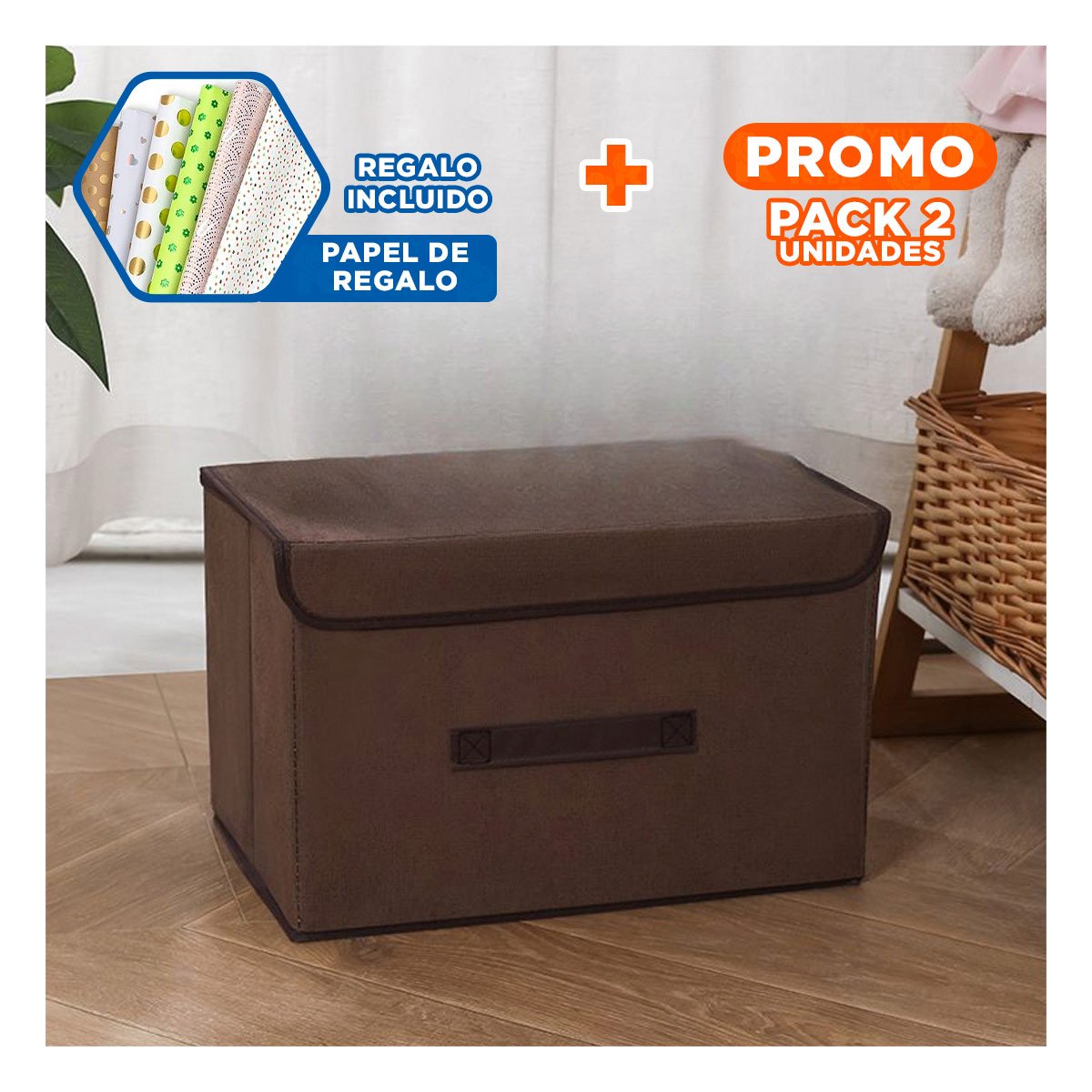 PACK2 CANASTA TEXTIL NEGRO 25X19X16CM PARA ROPA ACCESORIOS Y MAS USO Y+PAPEL REGALO - 1