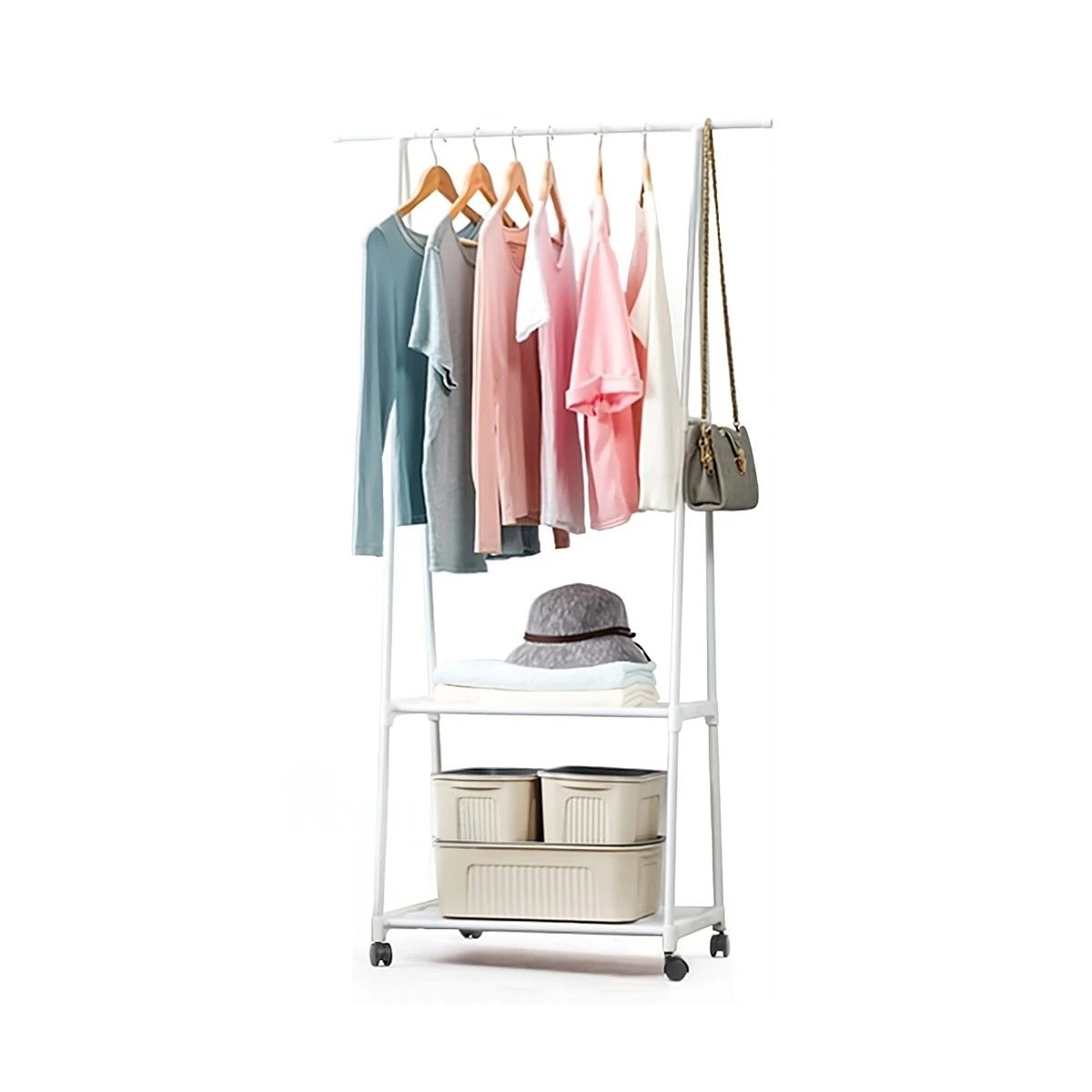 PACK2 SOPORTE TRIANGULAR CON RUEDAS PARA ORGANIZAR DE FORMA SIMPLE BLANCO Y+REGALO STICKER - 2