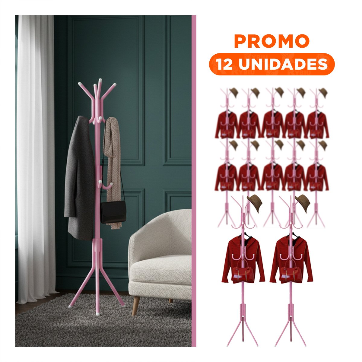 PACK12 SOPORTE ESTILIZADO 175X45 CM ROSADO PARA ORDEN DIARIO Y+REGALO STICKER - 1