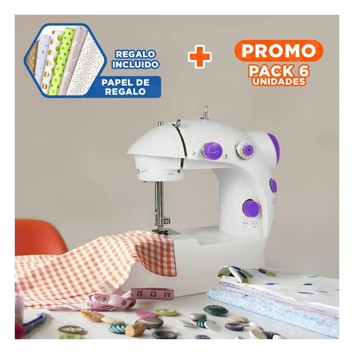 PACK6 PRODUCTO DE COSER PARA TAREAS DE COSTURA EN CASA Y MANUALIDADES Y+PAPEL REGALO - 1
