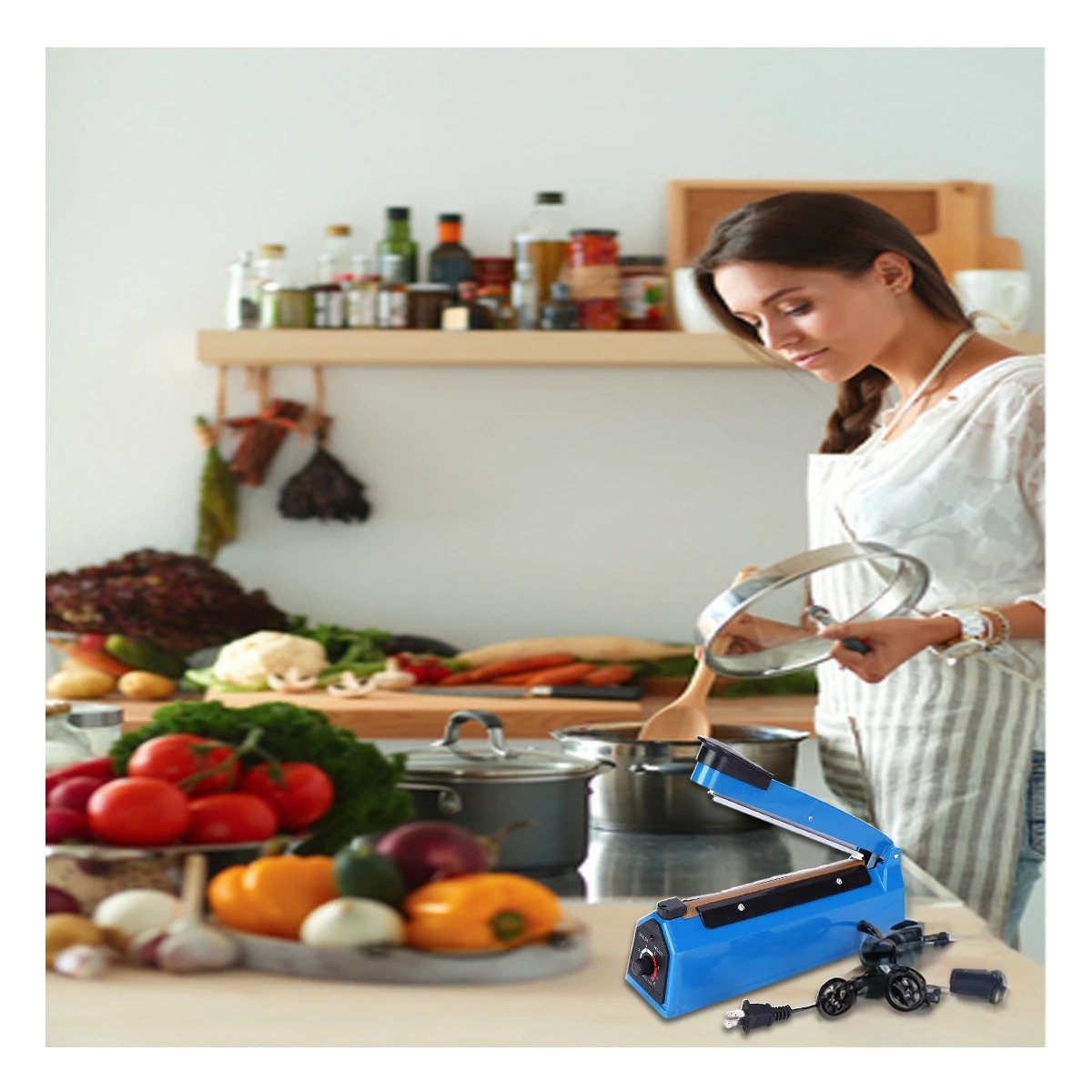 PACK4 HERRAMIENTA PARA SELLAR BOLSAS VERSATIL Y SEGURA PARA COCINA 200MM - AZUL - 31X11CM - 5