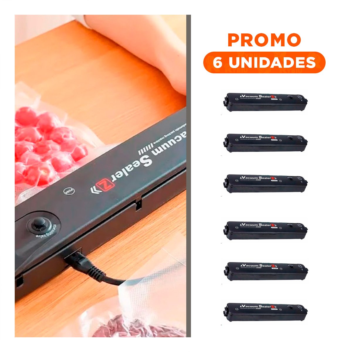 PACK6 COMPACTO SELLADOR DE BOLSAS LIGERO PARA SELLADO RAPIDO NEGRO - 1