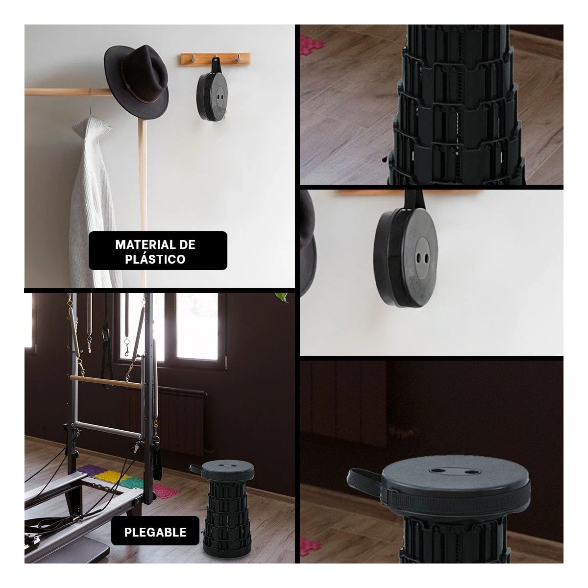 PACK4 SILLON LIVIANO PLEGABLE PORTATIL TODO NEGRO CON DOS SEGUROS Y+REGALO STICKER - 2