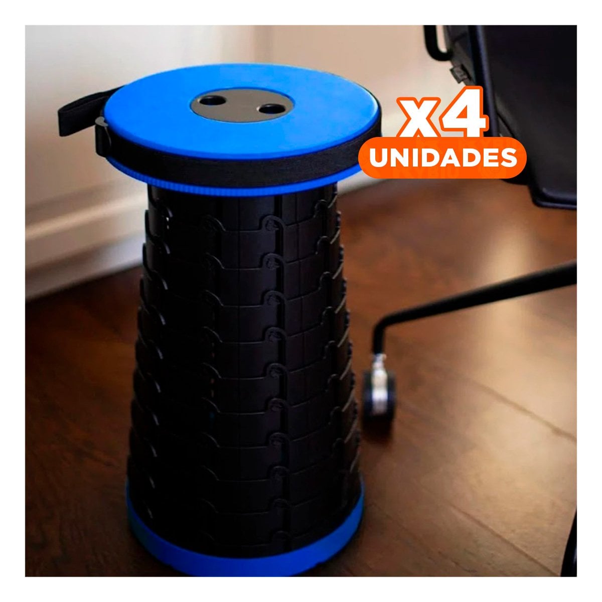 PACK4 BANCO COMPACTO Y FACIL DE MOVER CON SEGURO PARA EVENTOS AZUL - 1