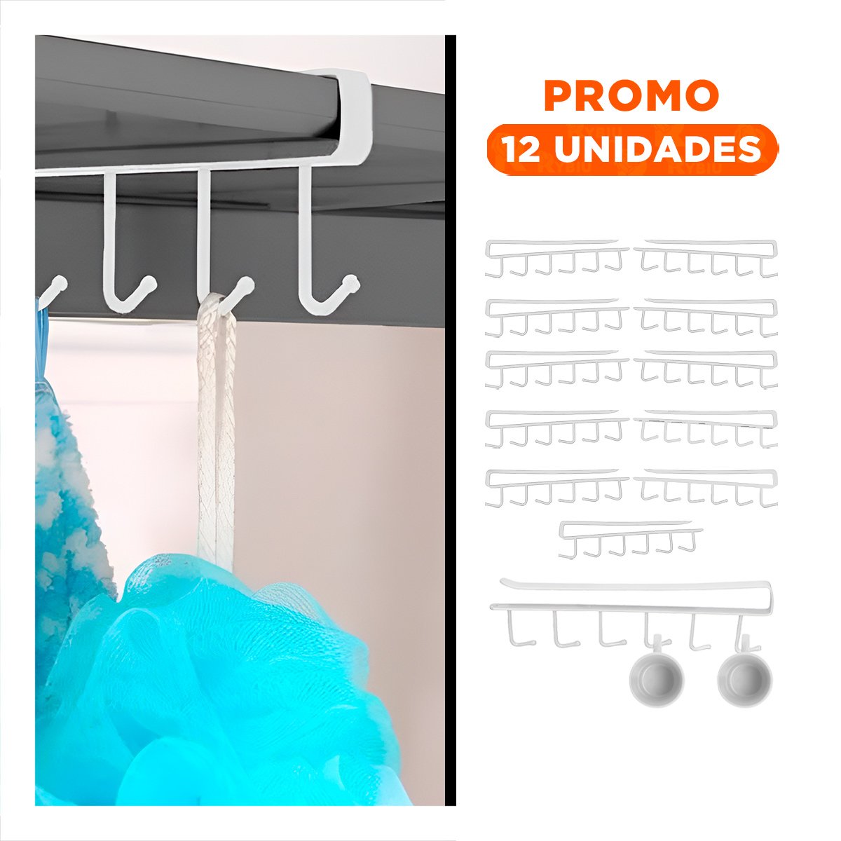 PACK12 TORRE DE GANCHOS 6X1 BLANCO CON SOPORTE ESTABLE Y MUCHO MAS SUPERIOR Y+REGALO STICKER - 1