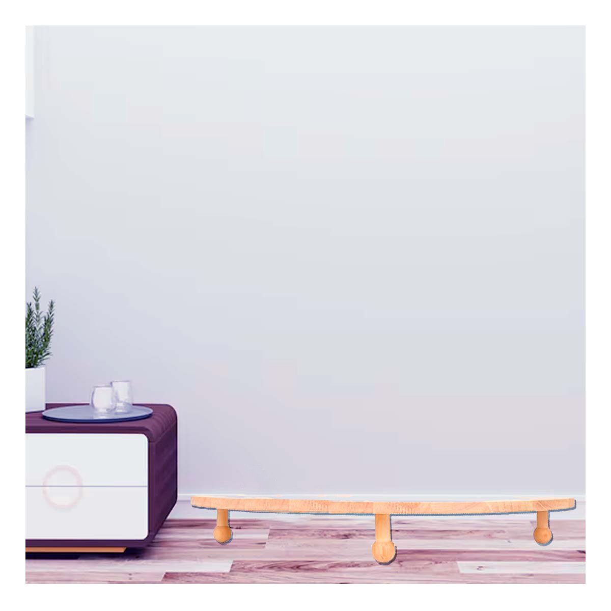 PLATAFORMA DE MADERA CIRCULAR CON PATITAS PARA USO DECORATIVO HOGAR - 1