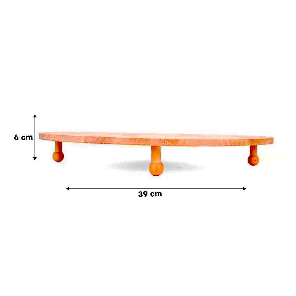 PLATAFORMA DE MADERA CIRCULAR CON PATITAS PARA USO DECORATIVO HOGAR - 4