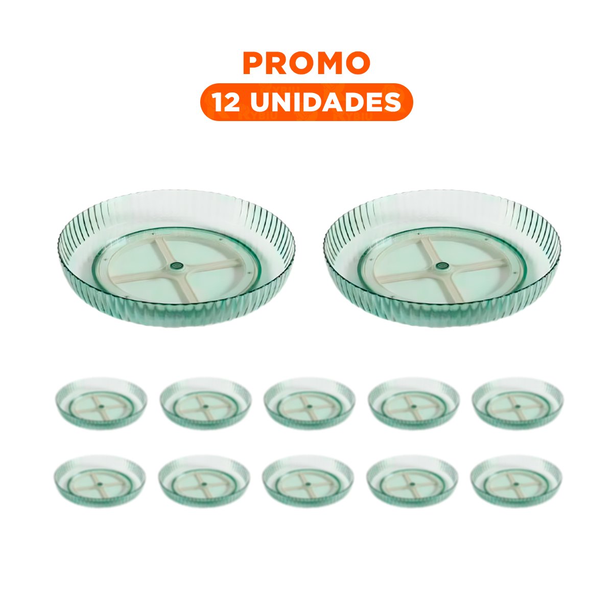 PACK12 BANDEJA PARA ESPECIAS PLASTICO 30.5X6X30.5CM USO DIARIO VERDE Y+REGALO STICKER - 1