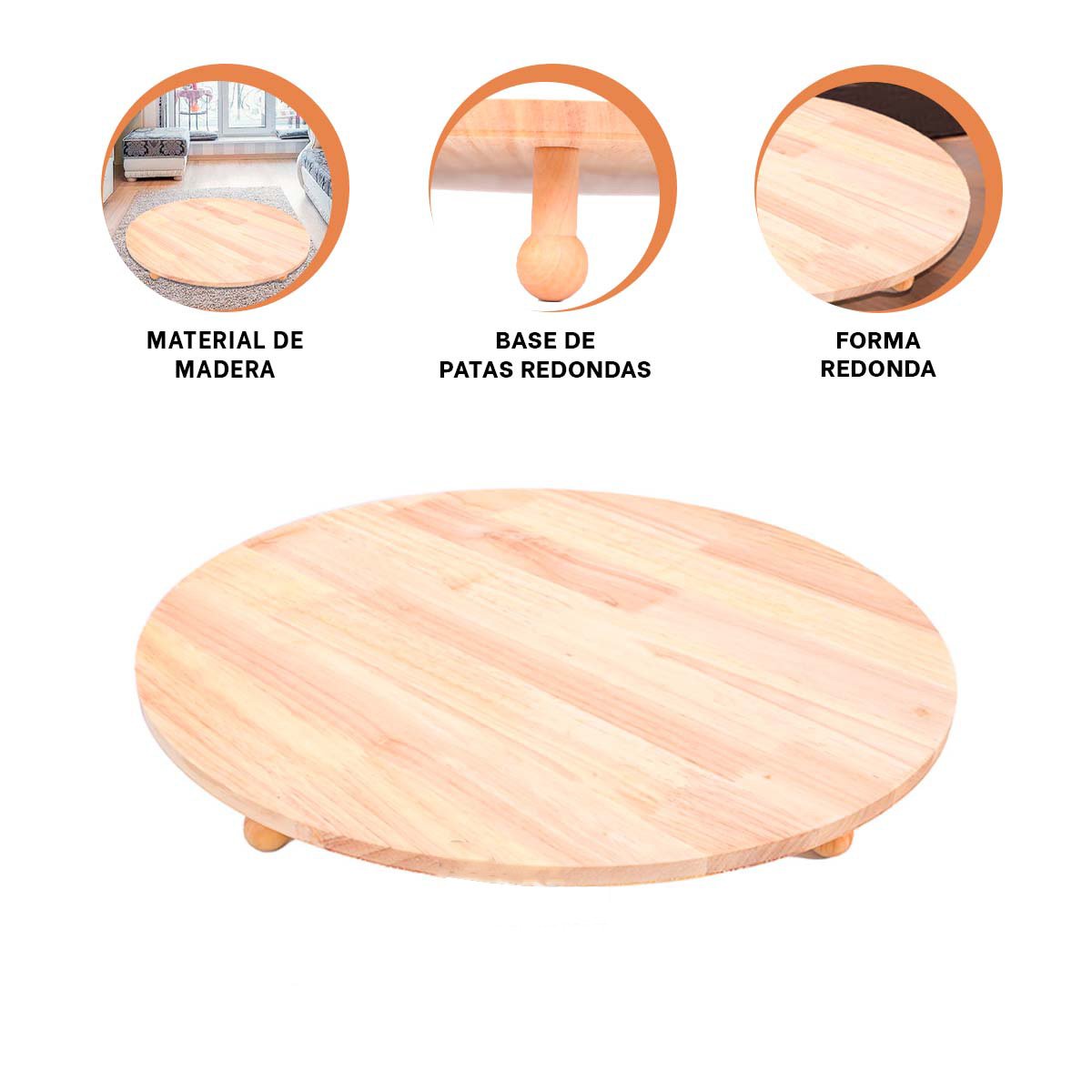 PACK6 ESTRUCTURA DE MADERA CIRCULAR CON PATITAS PARA ESTILO DECORATIVO Y+REGALO STICKER - 2
