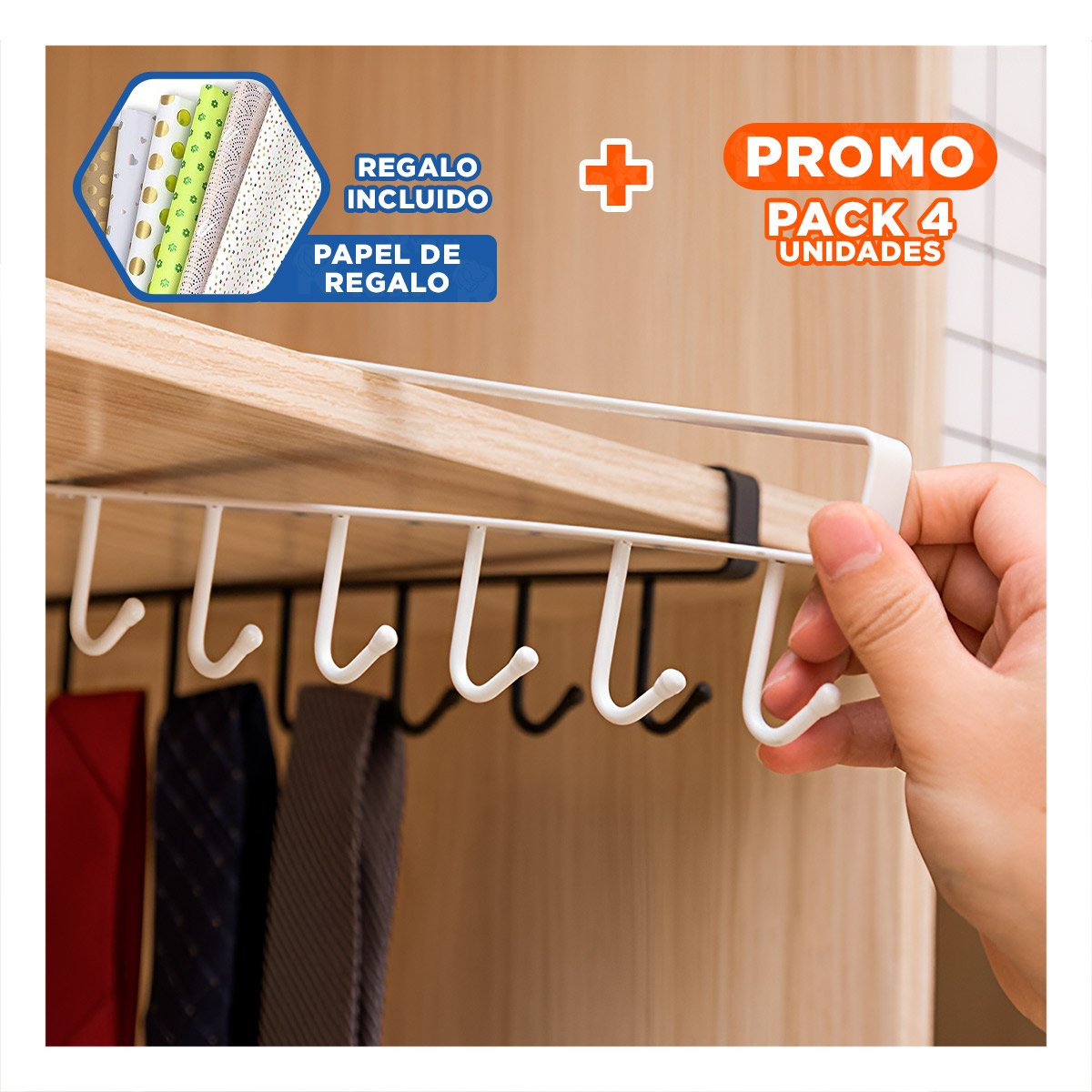 PACK4 MUEBLE AUXILIAR 6X1 COLOR BLANCO CON DISEÑO DURADERO EN SU VIVIENDA REAL Y+PAPEL REGALO - 1