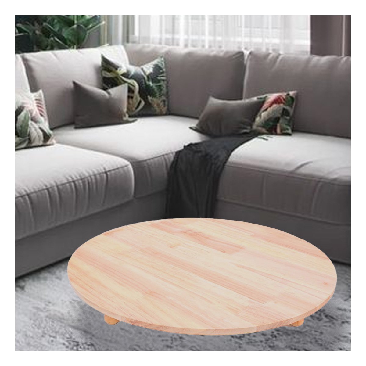 PACK2 PIEZA CIRCULAR DE MADERA CON PATITAS PARA DECORACION DE HOGAR Y CASA Y+PAPEL REGALO - 5