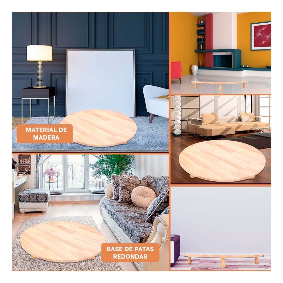 ARTICULO CIRCULAR DE MADERA CON PATITAS PARA DECORACION DE HOGAR NATURAL Y+POST IT - 1
