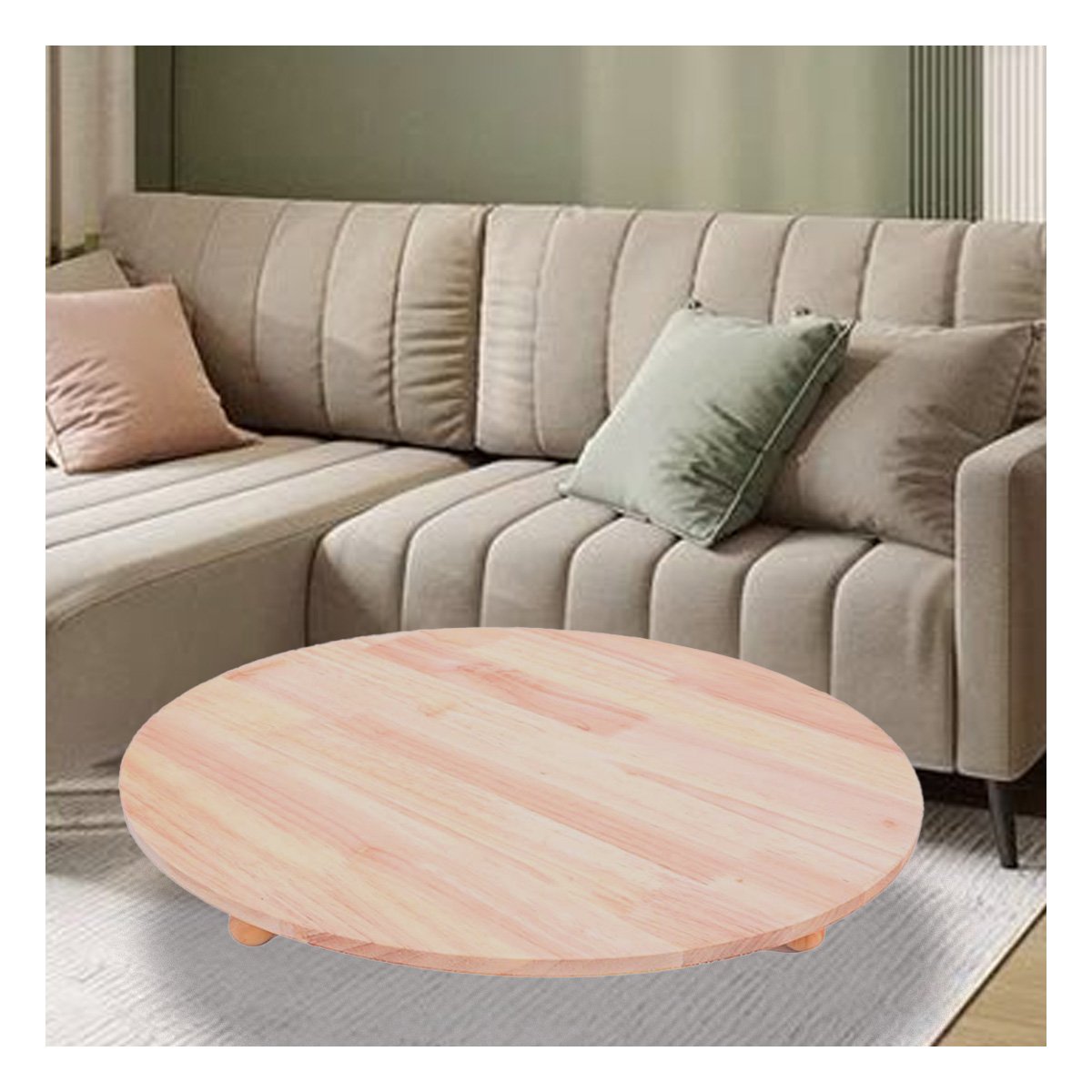 PEDESTAL DE MADERA CIRCULAR CON PATITAS PARA ESTILO HOGAR Y+LIGAS REGALO - 2