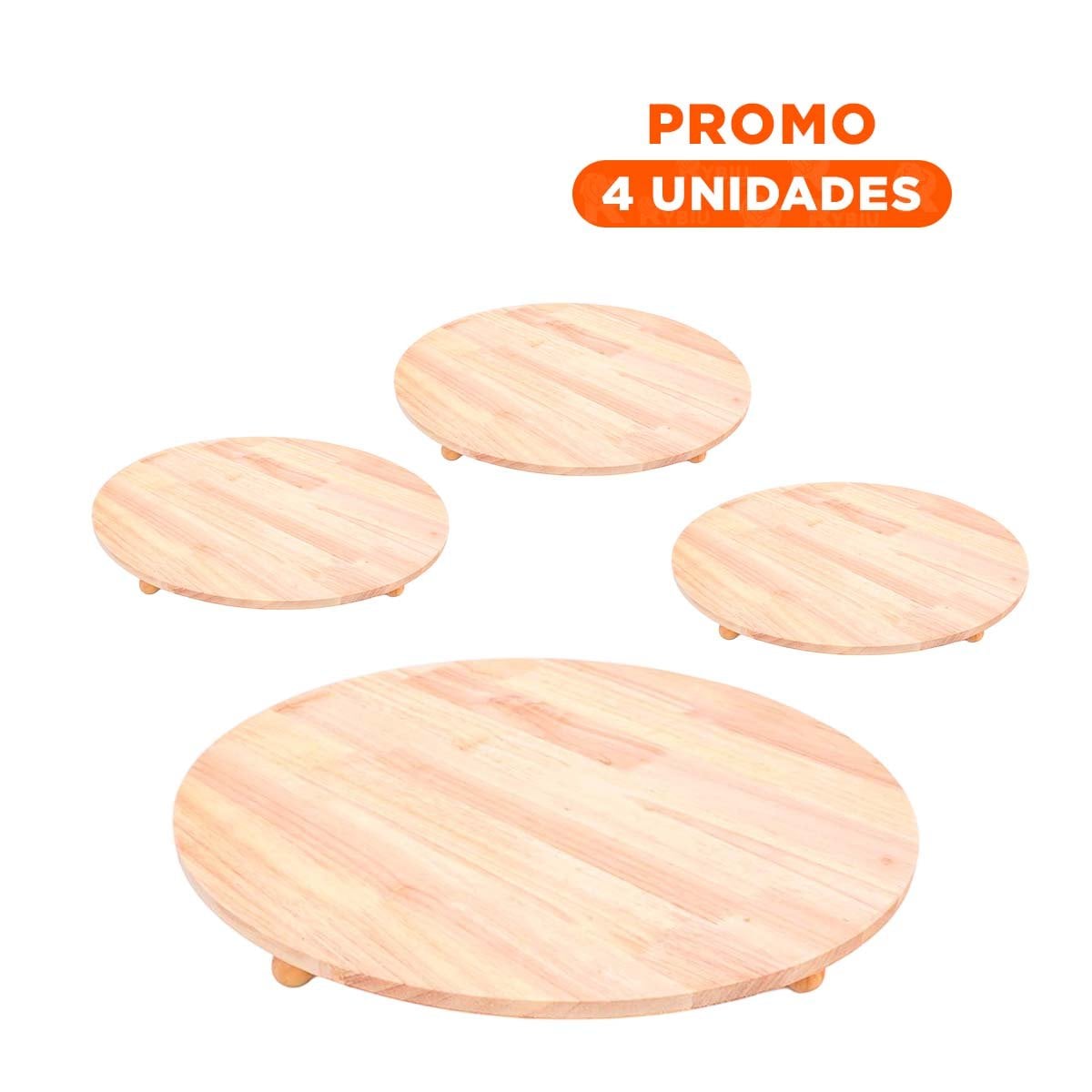 PACK4 APOYO DE MADERA CIRCULAR CON PATITAS PARA USO HOGAR Y+REGALO STICKER - 1