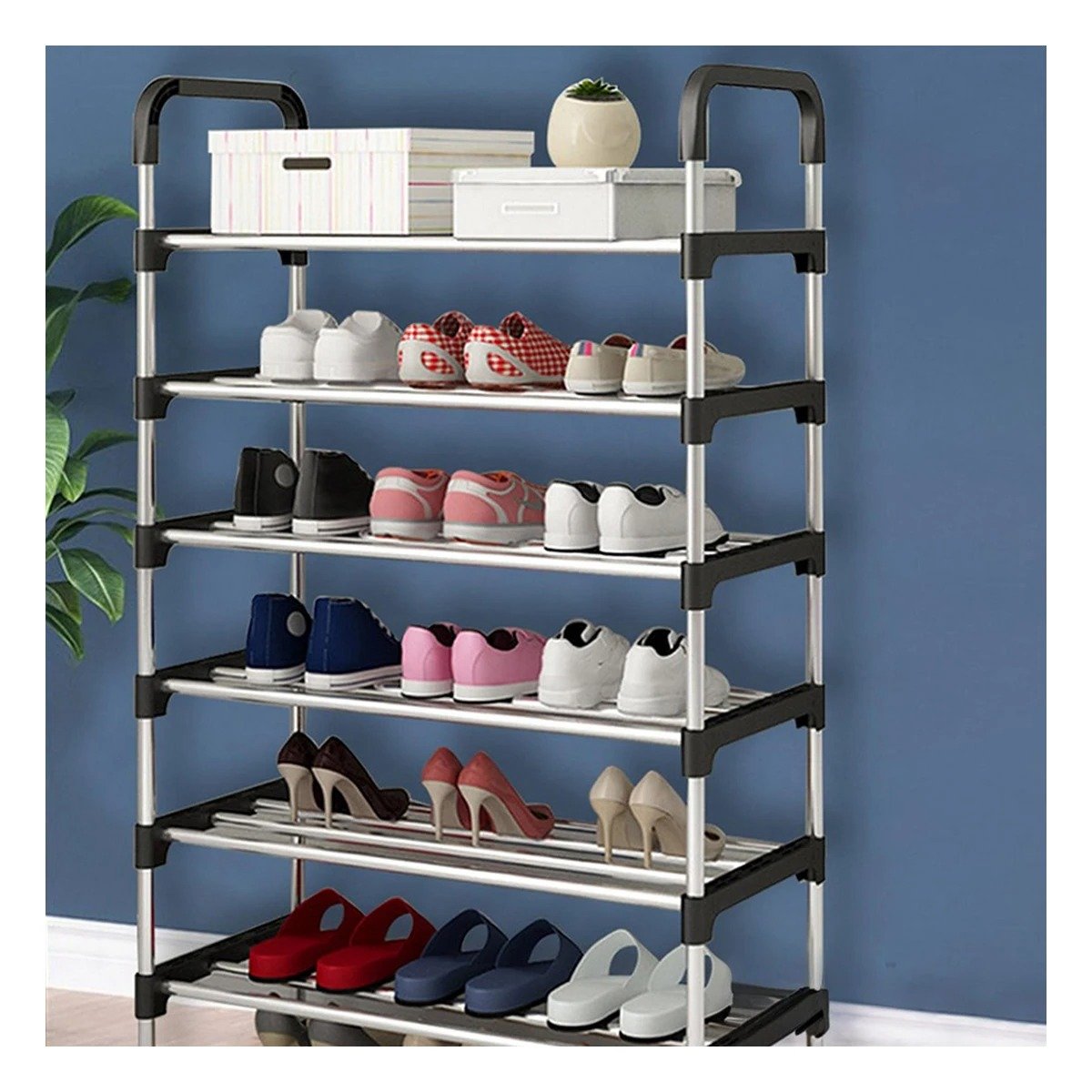 PACK6 PORTAZAPATOS MULTI NIVEL PARA DORMITORIO Y USO FAMILIAR NEGRO - 2