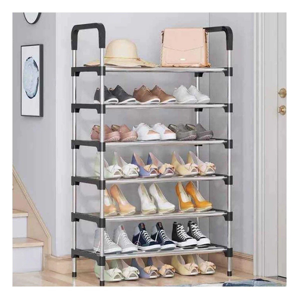 PACK6 PORTAZAPATOS MULTI NIVEL PARA DORMITORIO Y USO FAMILIAR NEGRO - 3