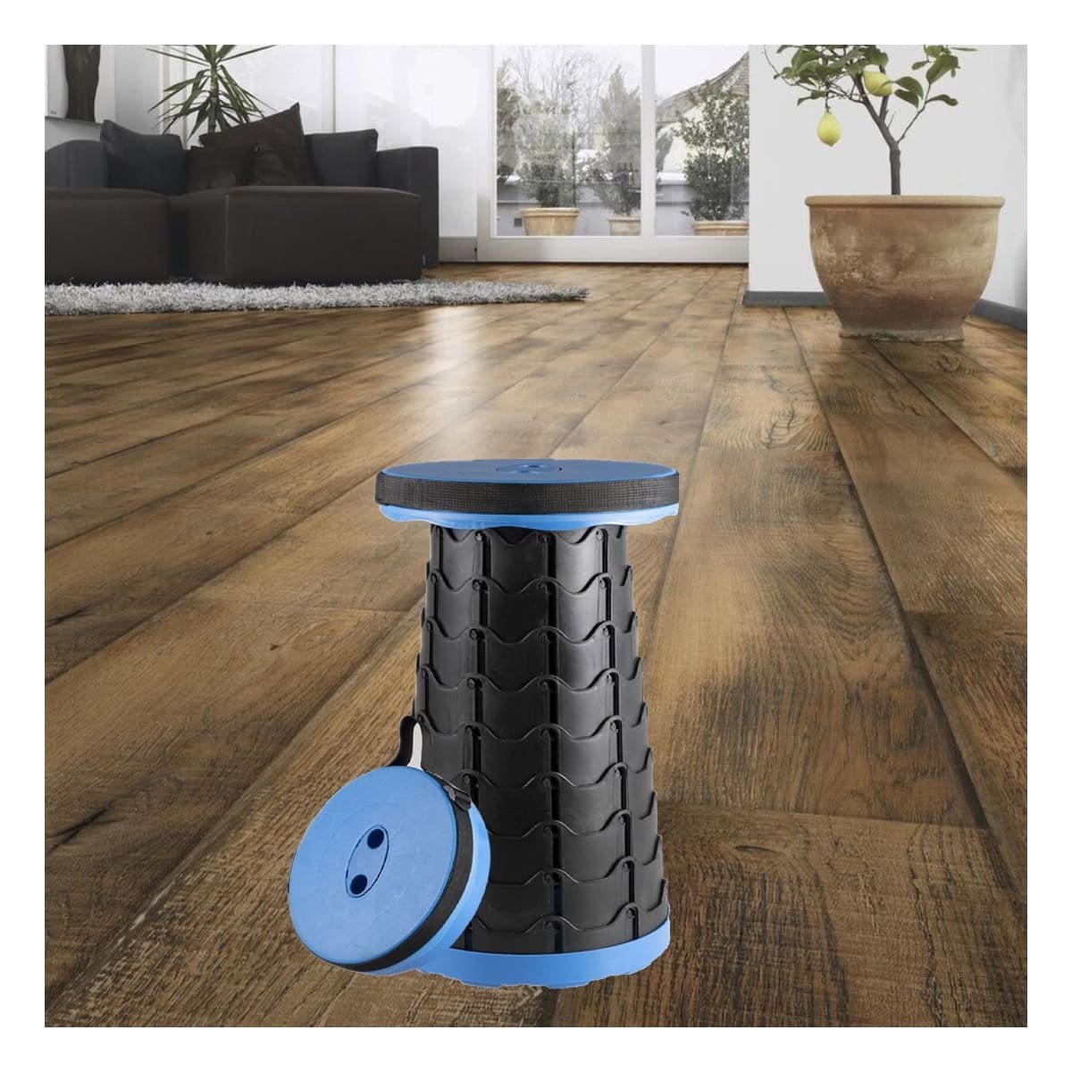 PACK2 BANCO PLEGABLES CON SEGURO PARA JARDIN PATIO Y TERRAZA AZUL - 2