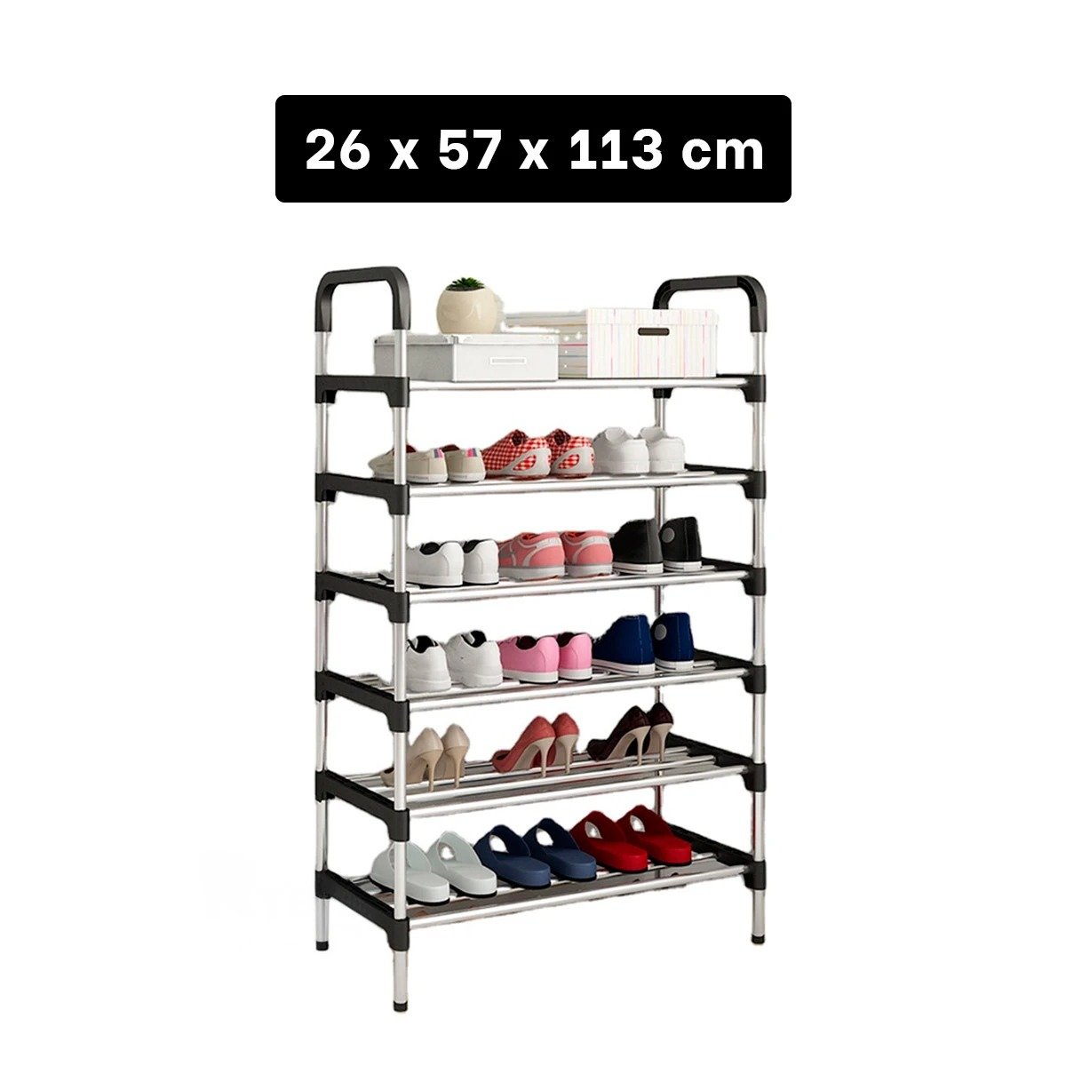 ARTÍCULO MULTI NIVEL DE TELA PARA MANTENER ZAPATOS EN DORMITORIO NEGRO Y+PAPEL REGALO - 4