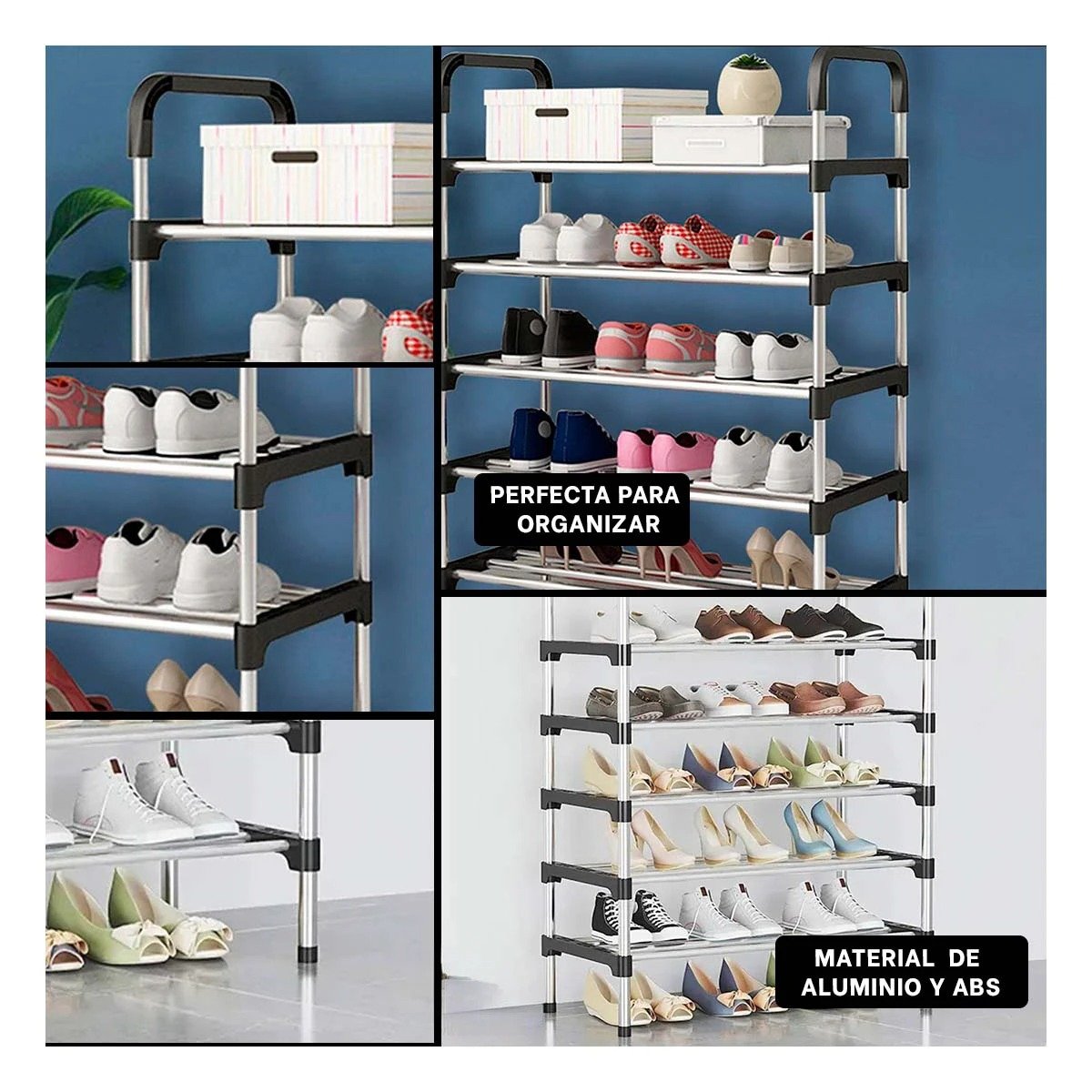PACK6 PORTAZAPATOS VERTICAL COLGANTE PARA GUARDAR ZAPATOS FACIL NEGRO Y+PAPEL REGALO - 3