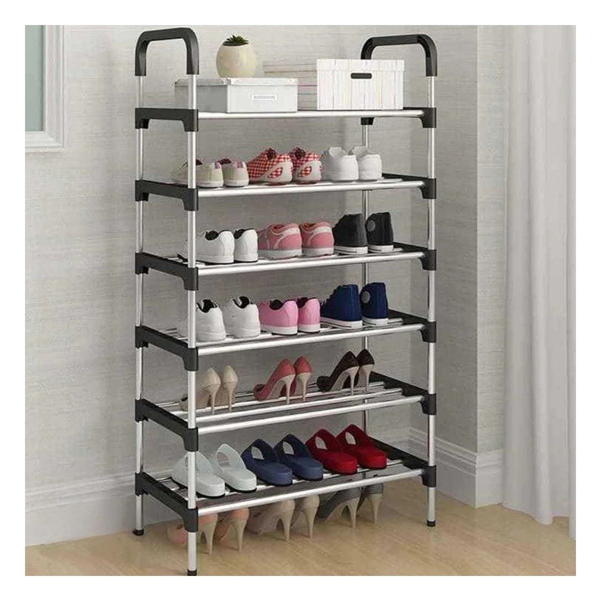 PACK6 PORTAZAPATOS VERTICAL COLGANTE PARA GUARDAR ZAPATOS FACIL NEGRO Y+PAPEL REGALO - 5