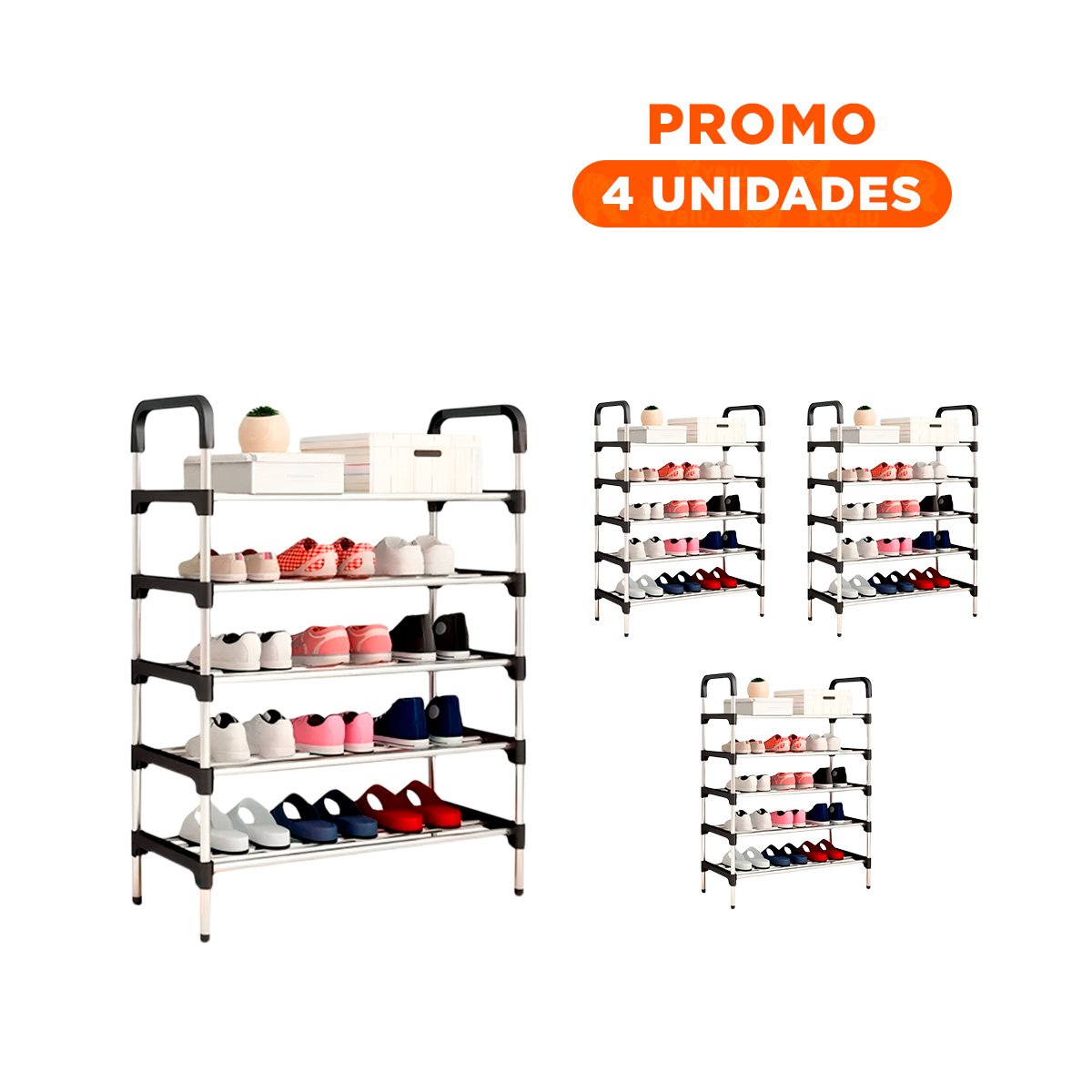 PACK4 CLASIFICADOR VERTICAL DE CALZADO FACIL DE COLOCAR Y ACCEDER NEGRO Y+REGALO STICKER - 1