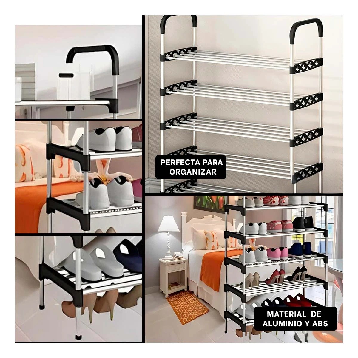 PACK4 CLASIFICADOR VERTICAL DE CALZADO FACIL DE COLOCAR Y ACCEDER NEGRO Y+REGALO STICKER - 2