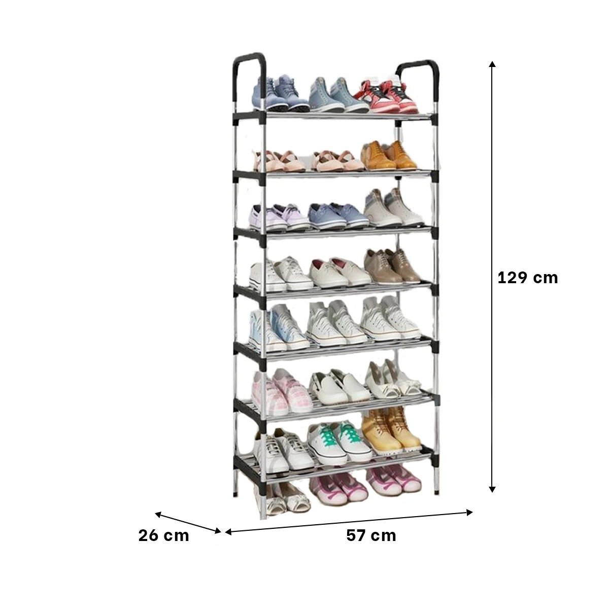 PACK4 PORTAZAPATOS VERTICAL 7 NIVELES DE TELA PARA ORGANIZAR ZAPATOS EN FAMILIA NEGRO - 4