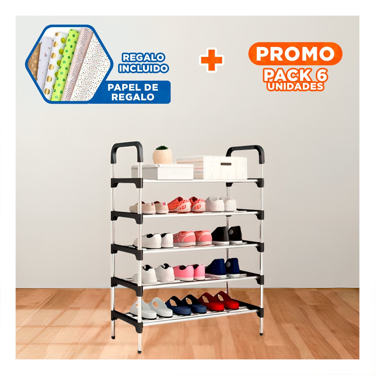 PACK6 CLASIFICADOR VERTICAL DE TELA PARA DORMITORIO Y VESTIDOR NEGRO Y+PAPEL REGALO - 1