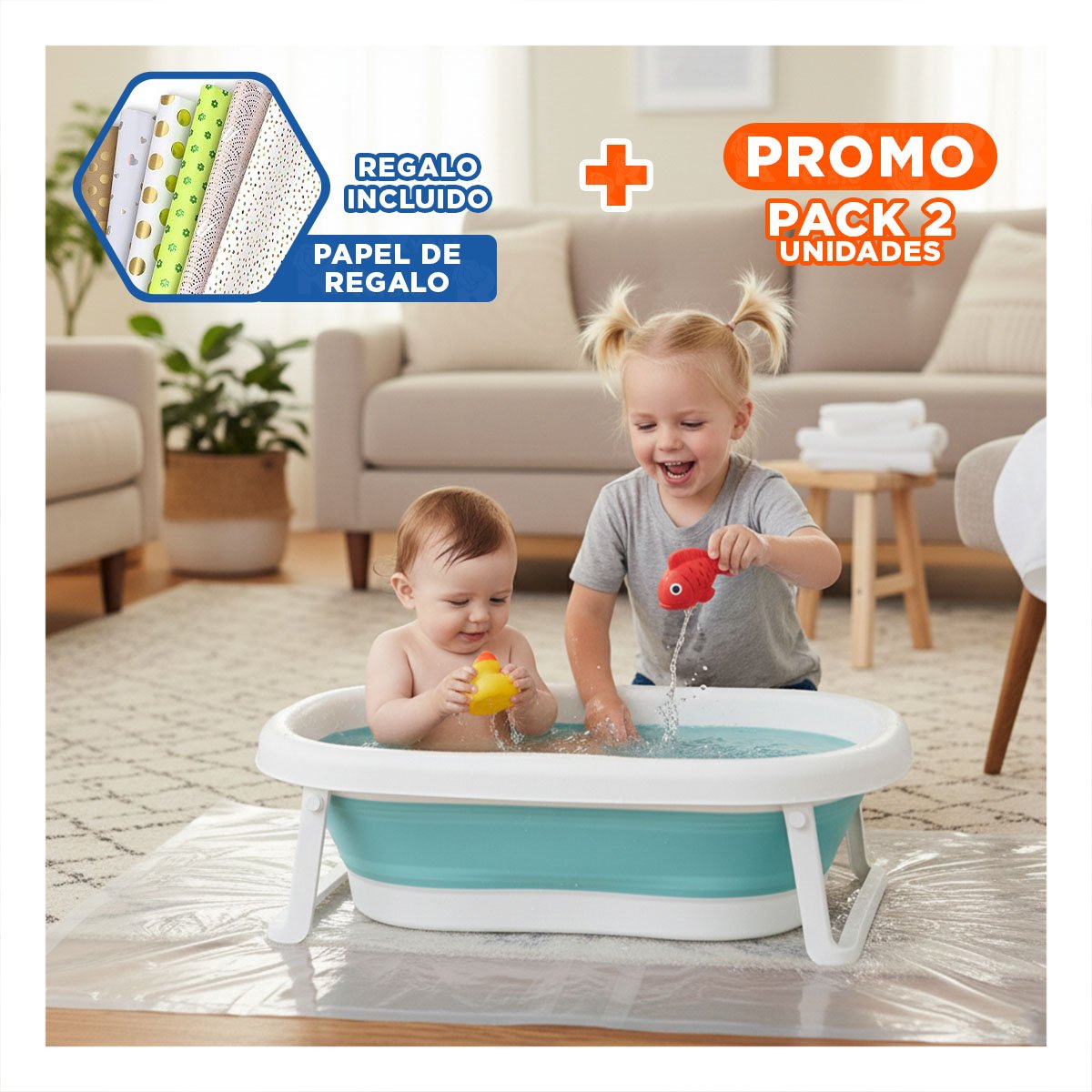 PACK2 CUADRO PLEGABLE PARA BEBE PRACTICO, LIGERO Y COMODO PARA EL HOGAR VERDE Y+PAPEL REGALO - 1