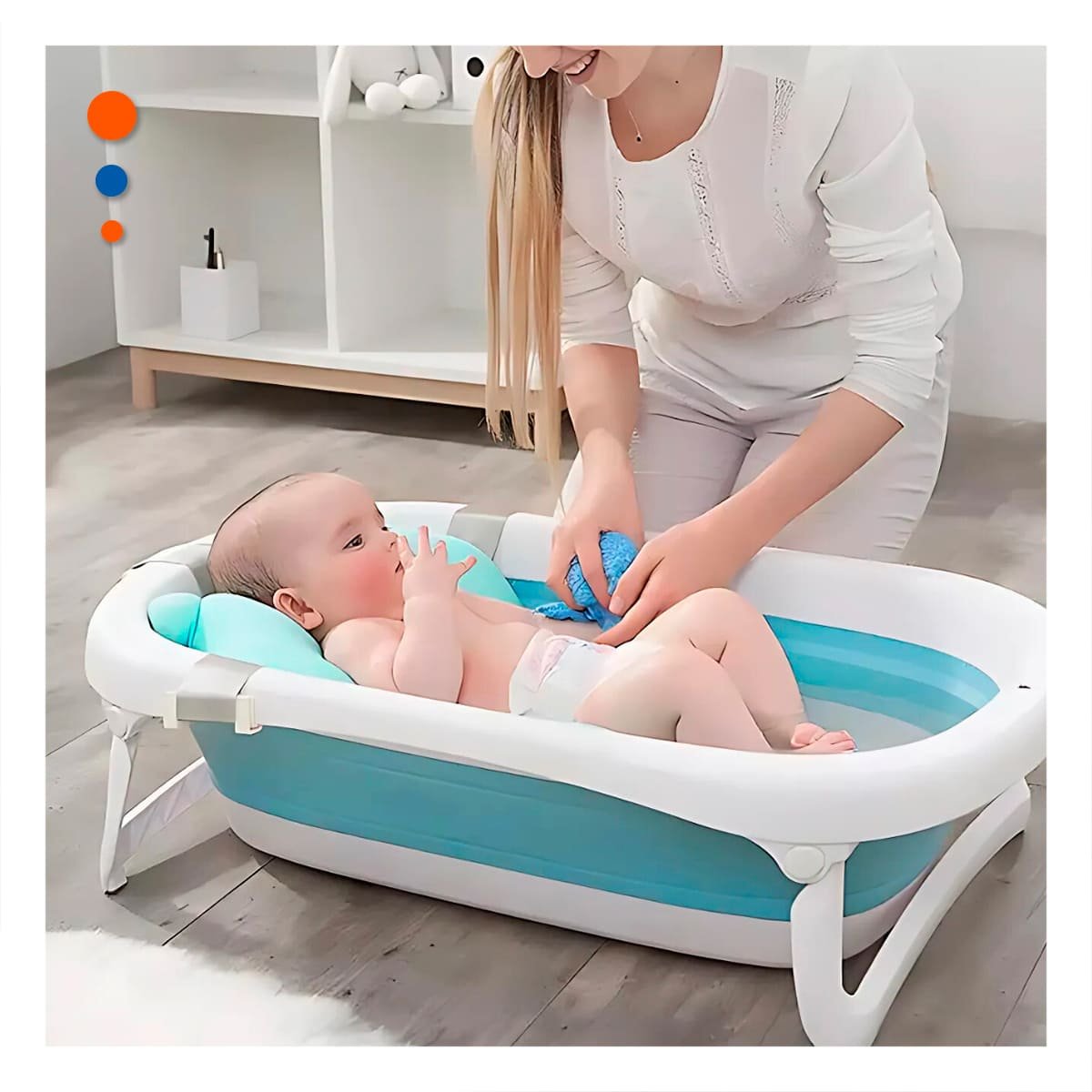 PACK2 RECIPIENTE PLEGABLE PARA BEBE SEGURO, PRACTICO Y FACIL DE ALMACENAR CELESTE - 2