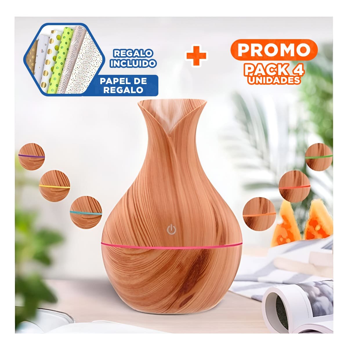 PACK4 COMPLEMENTO NATURAL AROMATICO MADERA CLARO PARA DECORACION CASA Y+PAPEL REGALO - 1