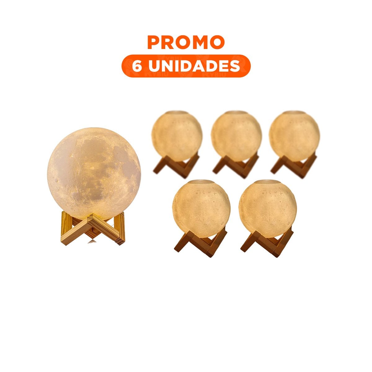 PACK6 LUNA DECORATIVA CON FUNCION HUMIDIFICANTE Y LUZ AMBIENTAL - 1