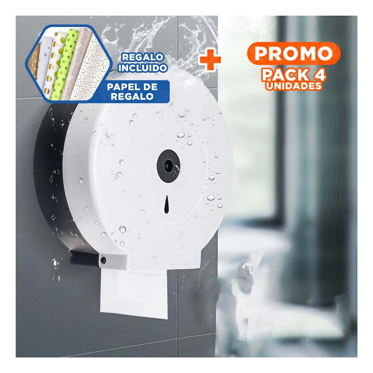PACK4 PRESENTACION DE PAPEL HIGIENICO JUMBO EN BLANCO Y NEGRO PARA HOGAR MODERNO Y+PAPEL REGALO - 1