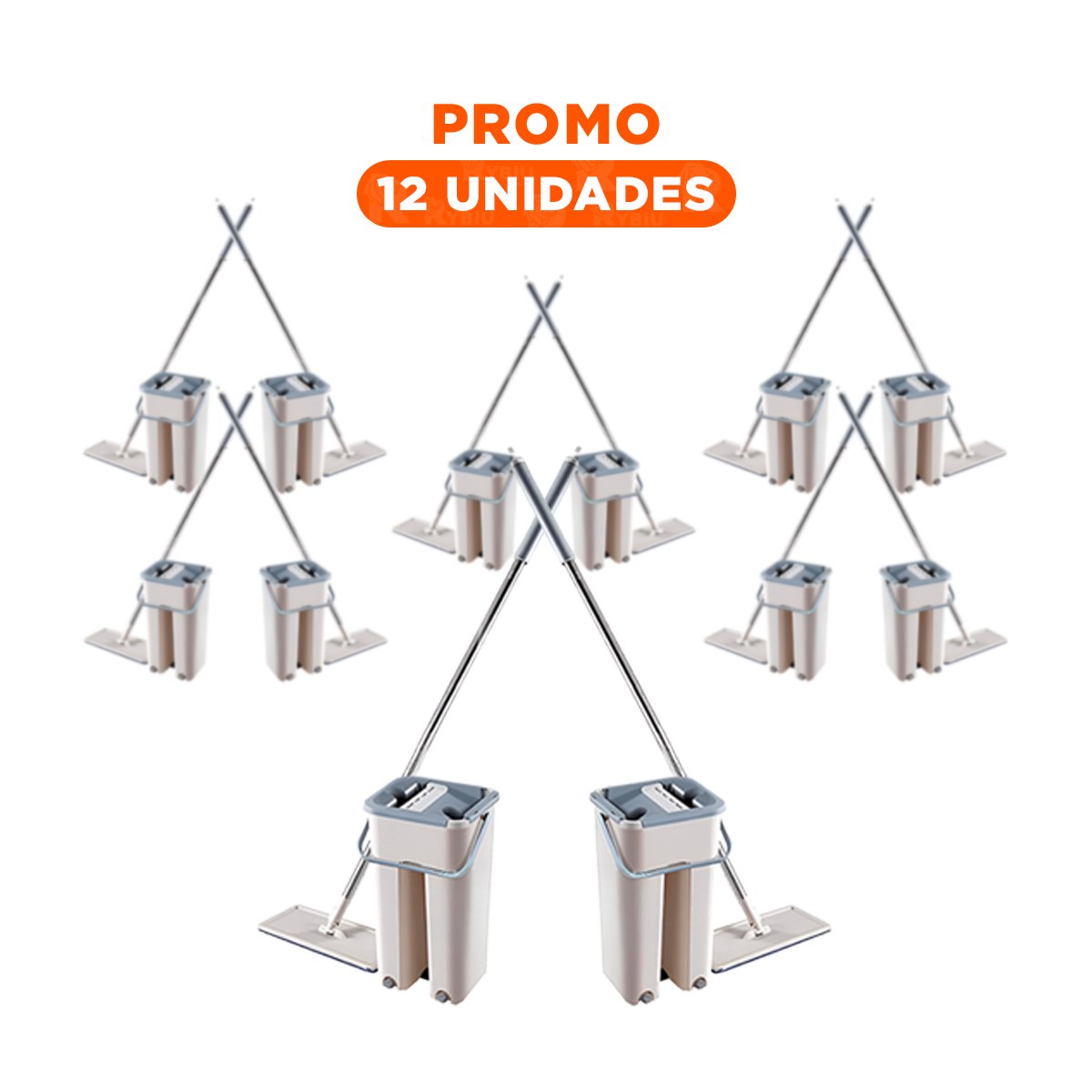 PACK12 ESCOBA PRACTICA 360 CON BALDE CENTRIFUGADOR PARA LIMPIEZA GRIS Y+REGALO STICKER - 1