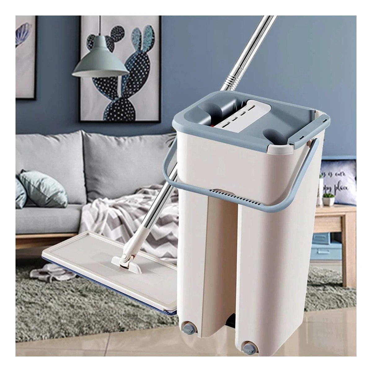 PACK12 ESCOBA PRACTICA 360 CON BALDE CENTRIFUGADOR PARA LIMPIEZA GRIS Y+REGALO STICKER - 3